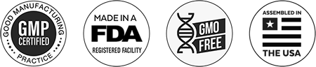 GMP Certified, FDA Registered Facility, GMO Free, Made in USA